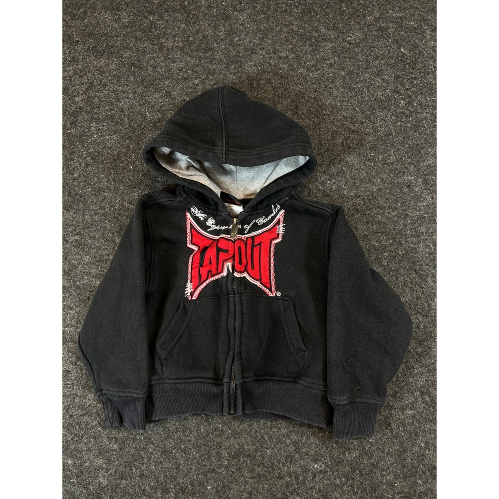 Tapout MMA Hoodie Toddler 2T Black Full Zip Embroidered Sweatshirt Streetwear